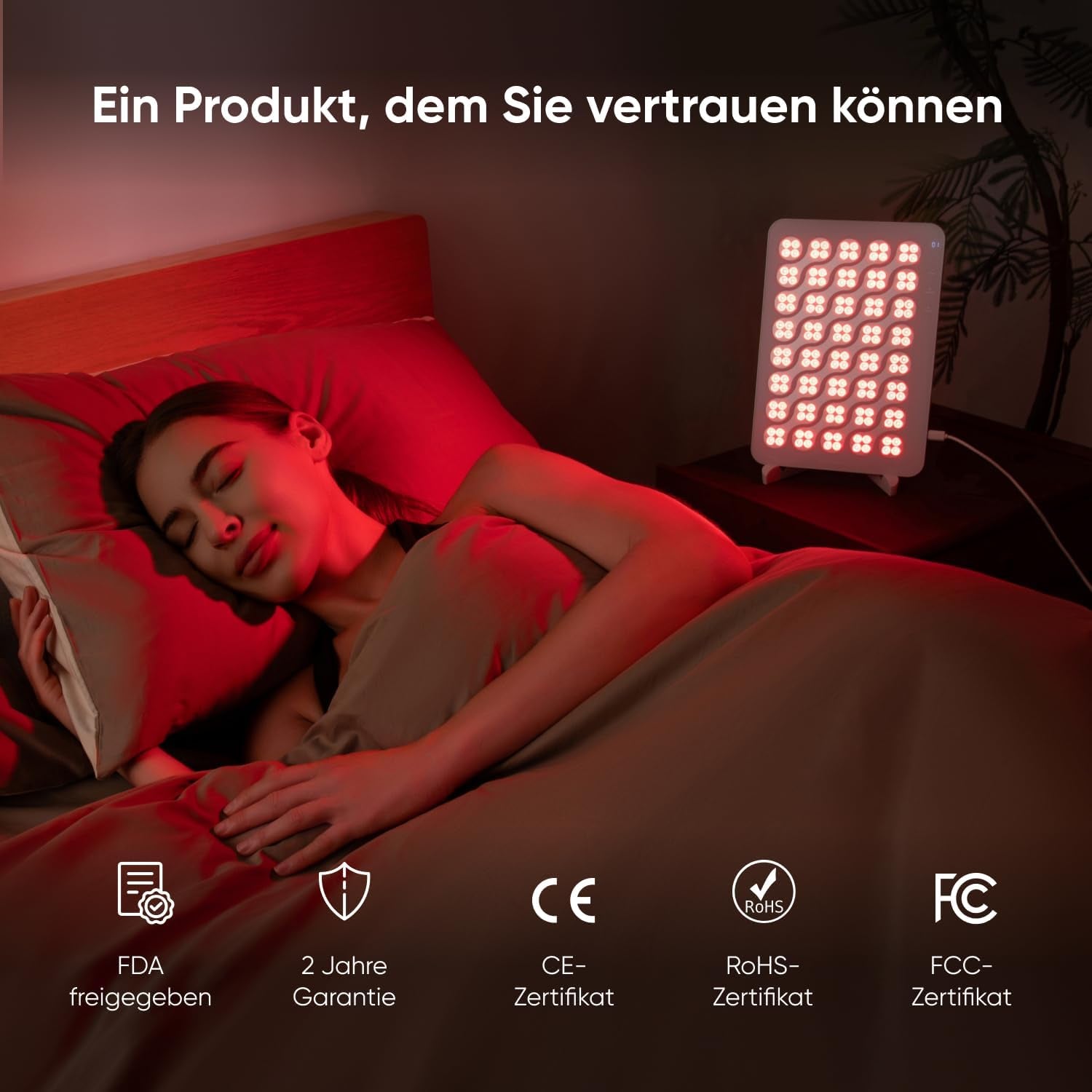 Nanoleaf Rotlichtlampe, Infrarottherapie Für Körper & Gesicht, 160 Leds (Jeweils Rot 630 + Nahinfrarot 850 Nm), Red Light Therapy Panel Mit 4 Intensitätsstufen, Timer, Brille + Ständer
