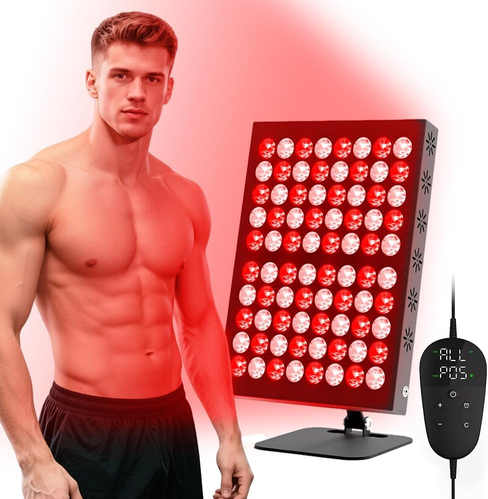 80Leds Rotlichtlampe Panel, 62W 850Nm & 660Nm Infrarotlampe, Red Light Therapy Infrarot Lampe Mit 5 Helligkeitsstufen & 10/20/30 Min Timer, Infrarot Lampe Winkel Verstellbar