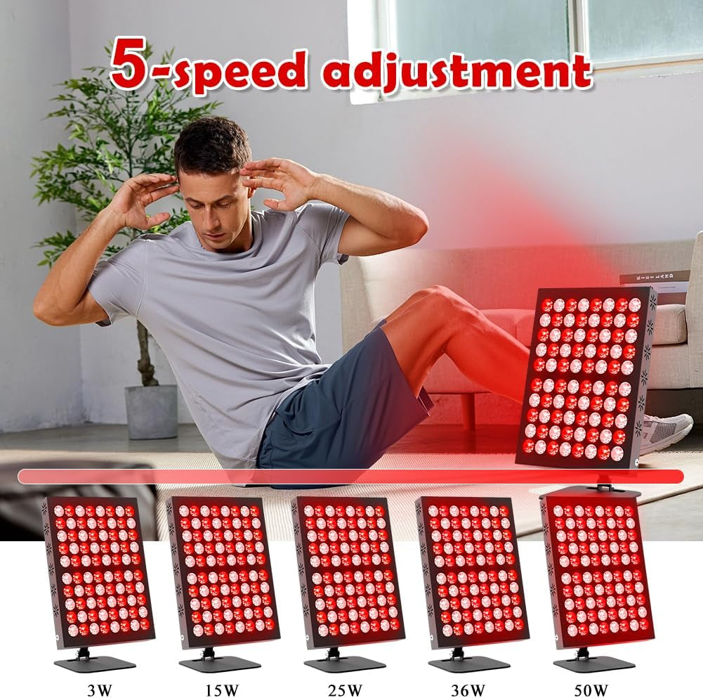 80Leds Rotlichtlampe Panel, 62W 850Nm & 660Nm Infrarotlampe, Red Light Therapy Infrarot Lampe Mit 5 Helligkeitsstufen & 10/20/30 Min Timer, Infrarot Lampe Winkel Verstellbar