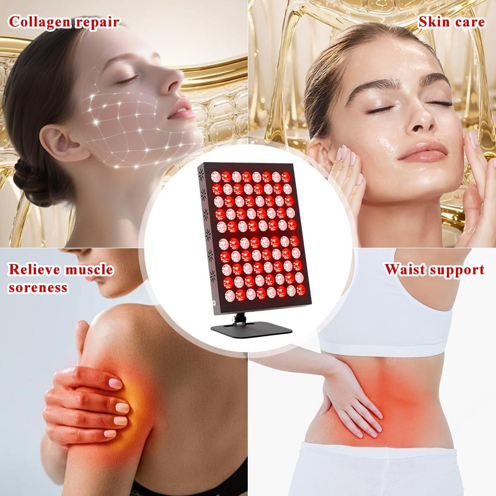 80Leds Rotlichtlampe Panel, 62W 850Nm & 660Nm Infrarotlampe, Red Light Therapy Infrarot Lampe Mit 5 Helligkeitsstufen & 10/20/30 Min Timer, Infrarot Lampe Winkel Verstellbar